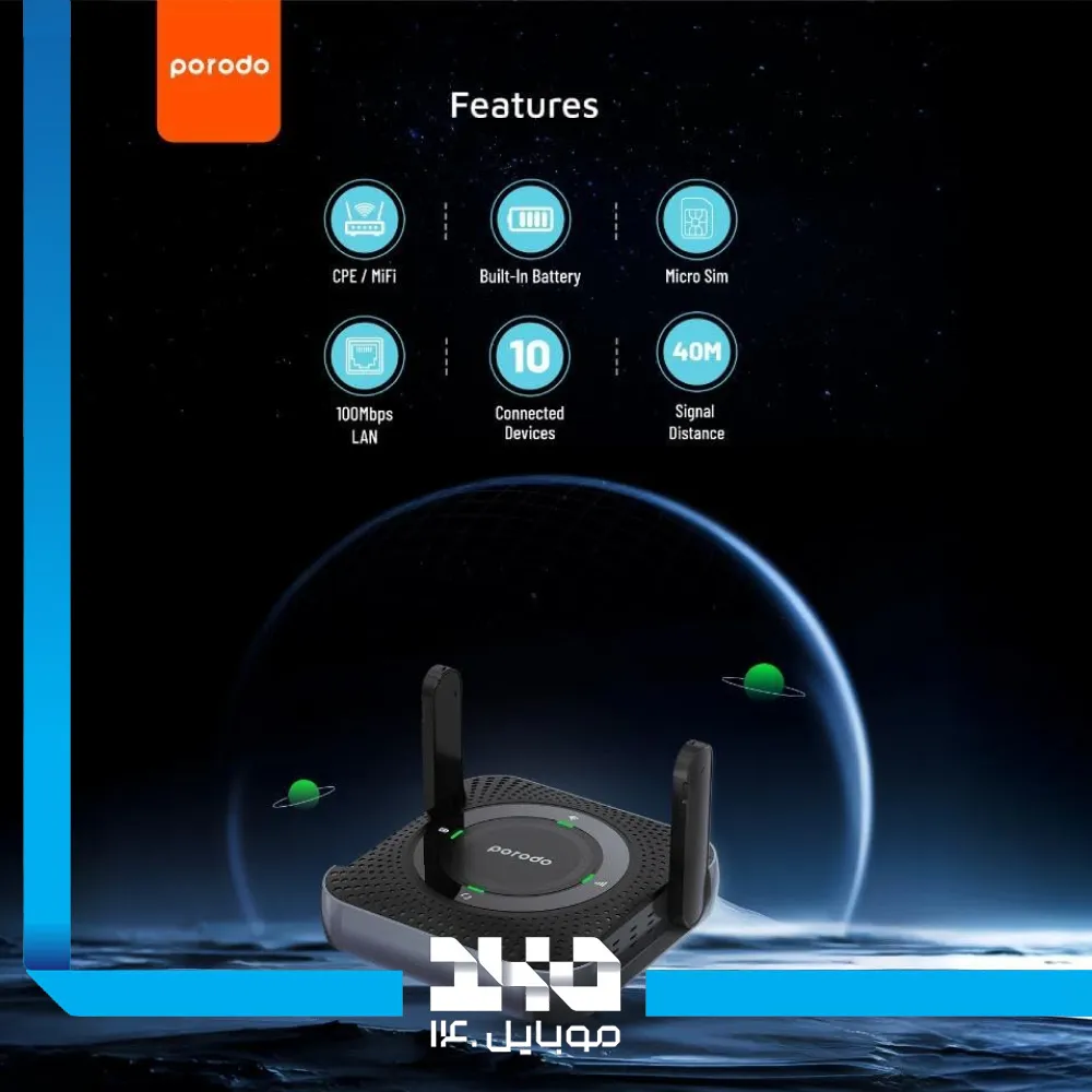 مودم LTE قابل حمل پرودو مدل 4GCPMF mifi router ظرفیت 4000 میلیآمپر ساعت