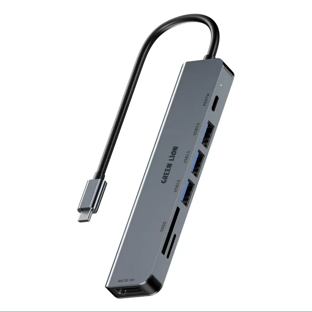 هاب 7 پورت USB-C گرین لاین مدل GN7N1CHUBGY