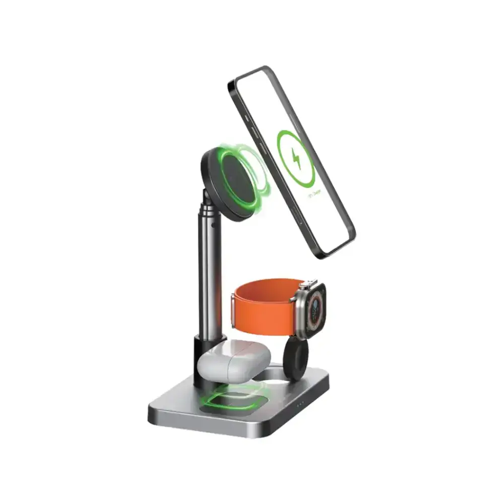 شارژر بی سیم 3 در 1 گرین لاین مدل Telescopic Wireless Charger